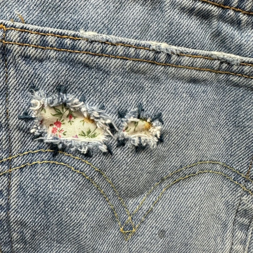 Levi's Premium 501 Button Fly Upcycled Quilt Patch‎ Jean Short in Fault Line 29
